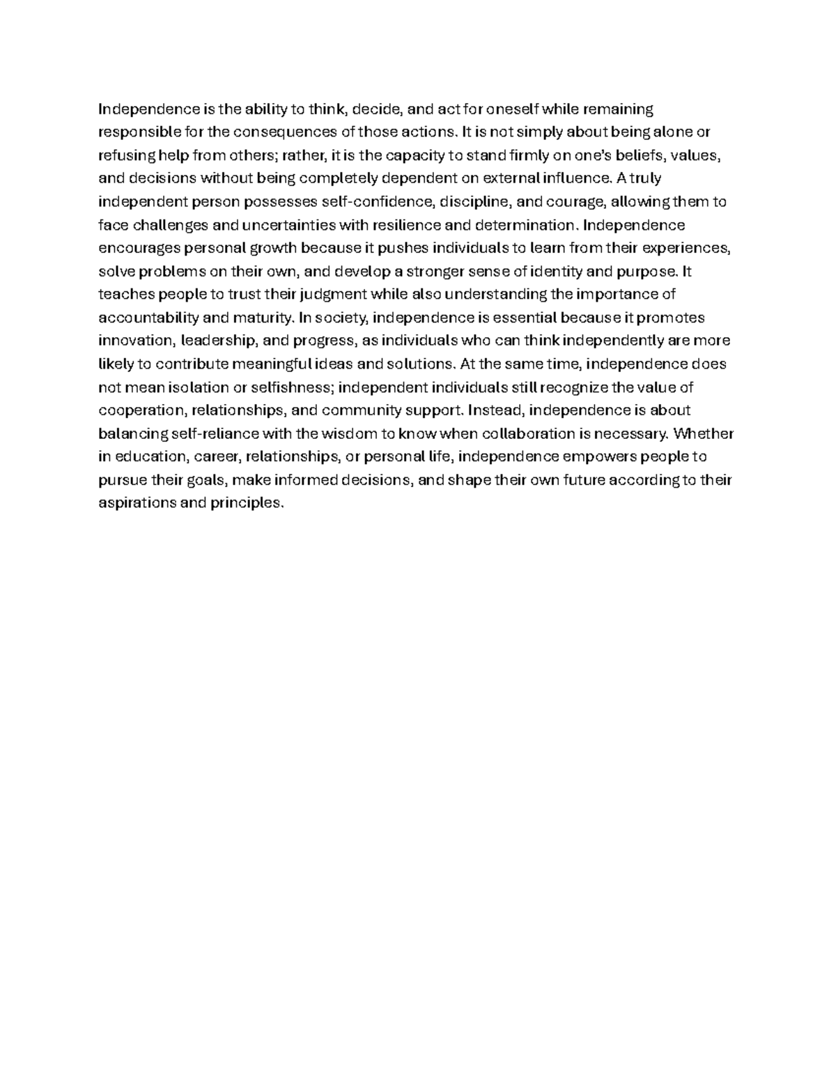 Independence: Understanding Its Role in Personal Growth and Society ...