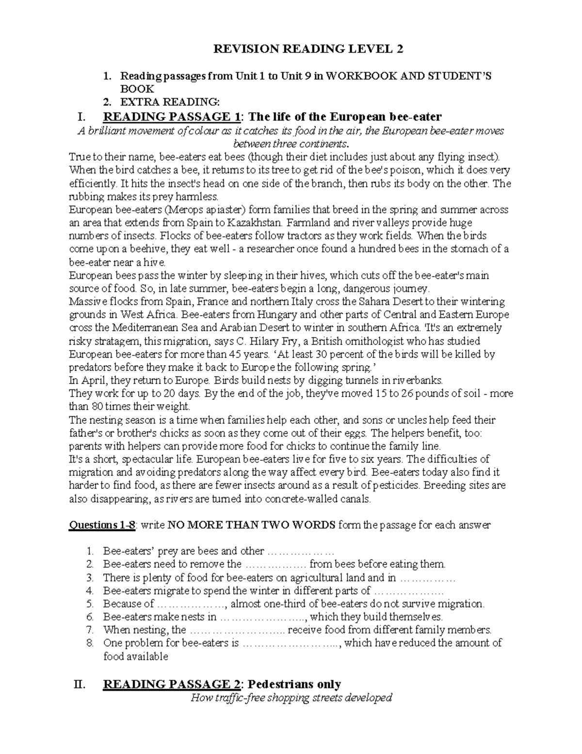 Level 2 ENG 226 Reading Study guide 2023F - REVISION READING LEVEL 2 ...
