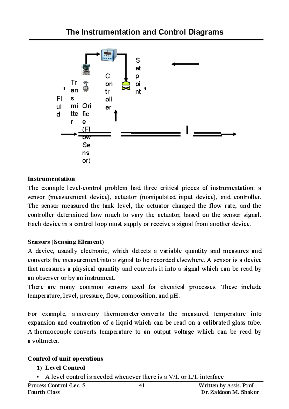 Process Control Lecture 5: Instrumentation and Control Diagrams - Studocu