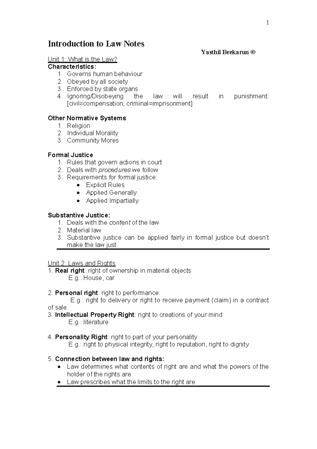 ILW 101: Introduction to Law Study Notes and Key Concepts - Studocu