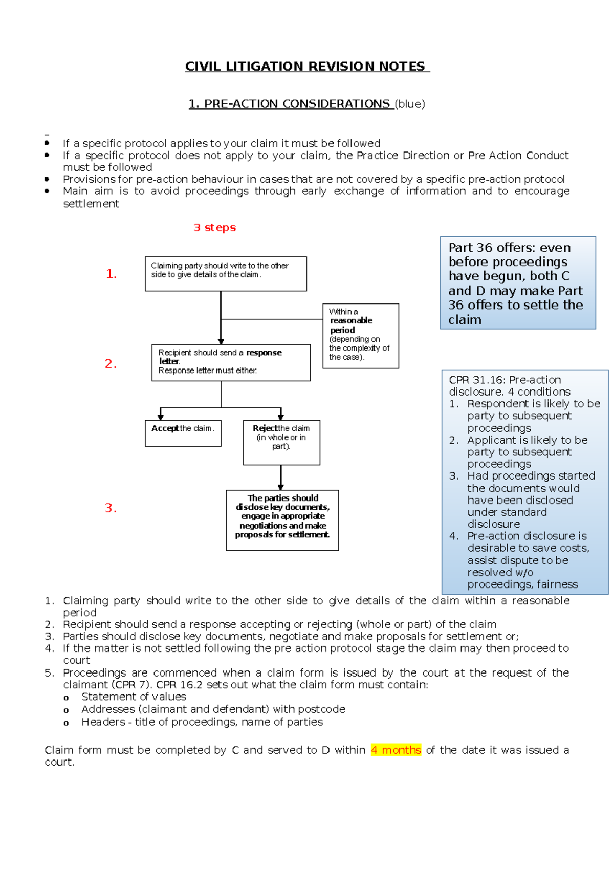 Civil Litigation Revision Notes: Key Concepts and Procedures - Studocu