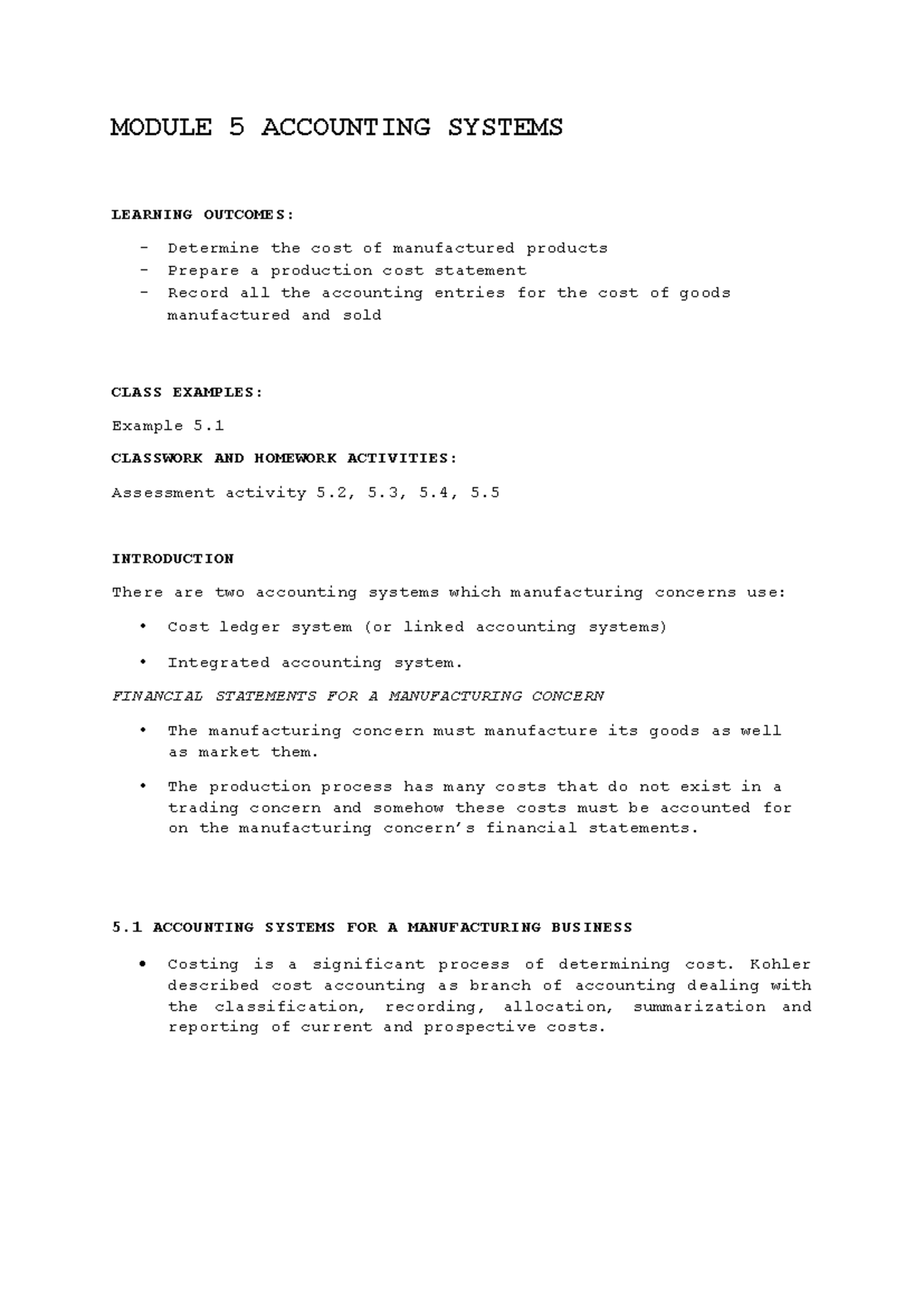Module 5: Accounting Systems Overview and Key Concepts - Studocu