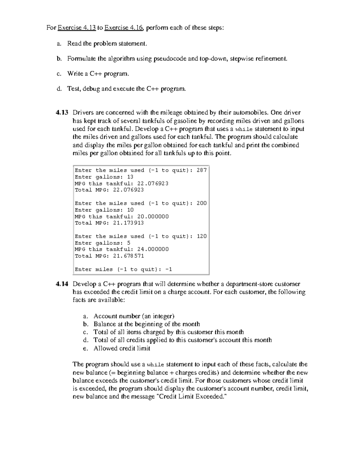 Programming Activity: Loops & Algorithms (Exercises 4.13-4.16) - Studocu