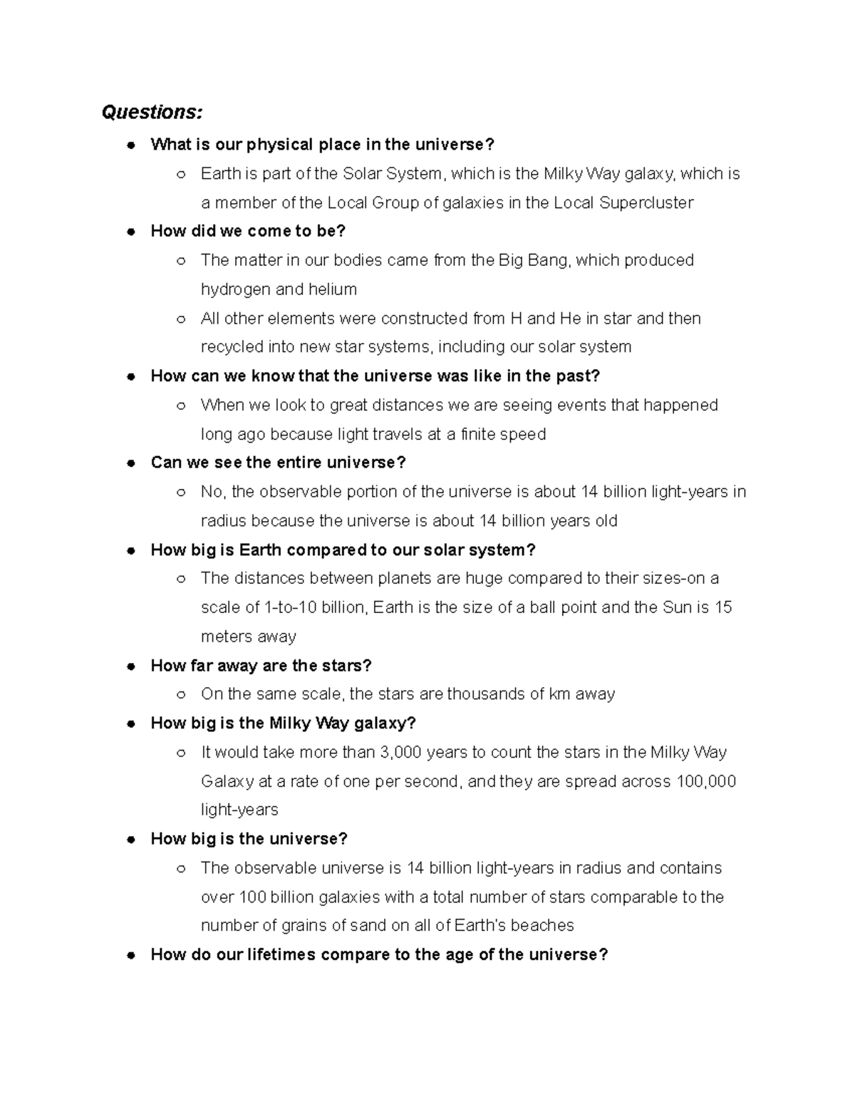 Ast 103 Exam 1 Study Guide: Key Concepts and Questions - Studocu