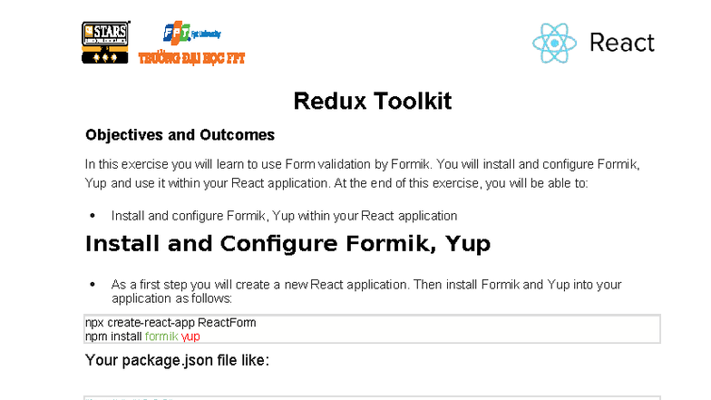 Exercise 17: React Form with Formik & Yup Integration - Studocu