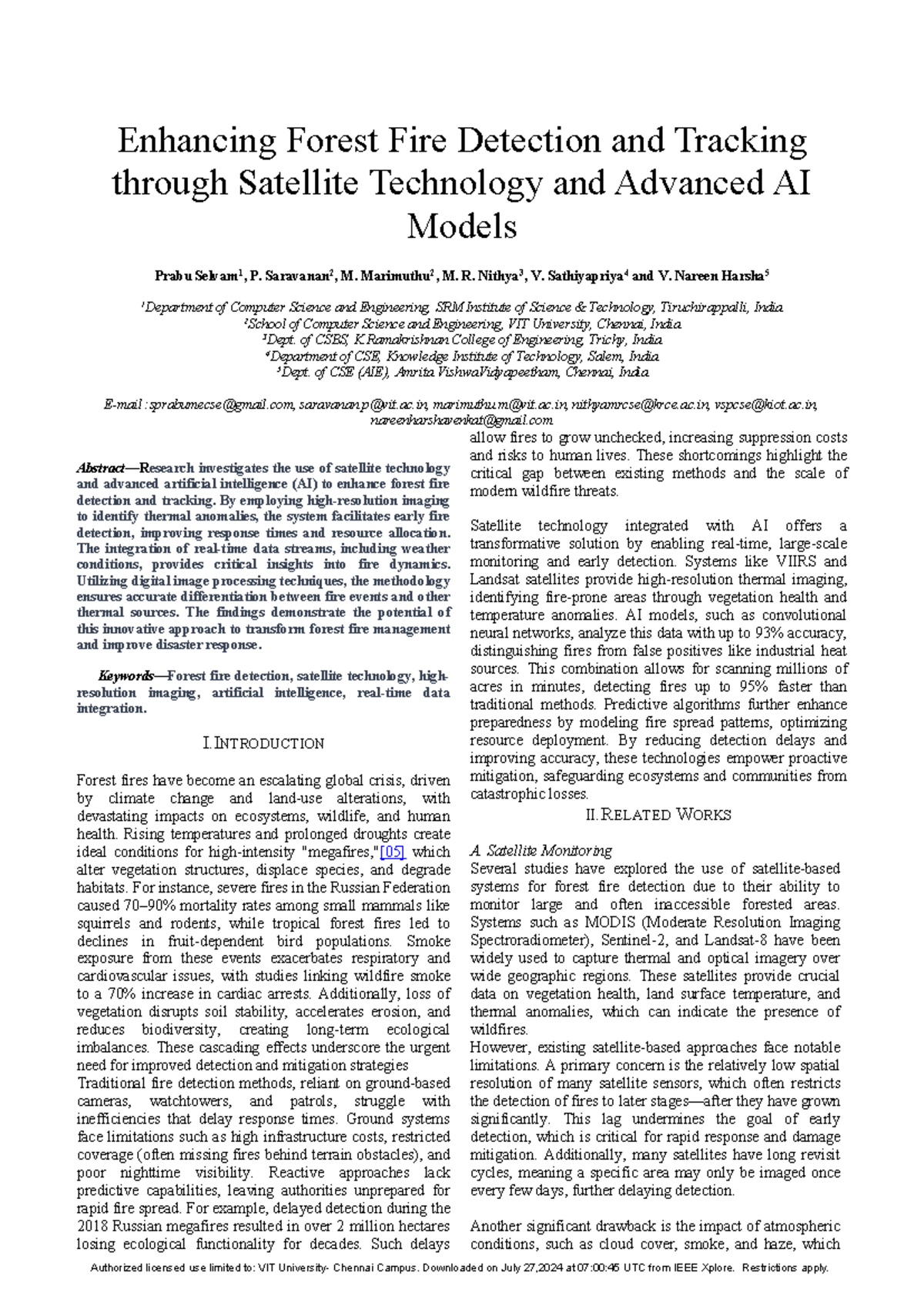 Enhancing Forest Fire Detection with Satellite Tech & AI Models (CSE ...