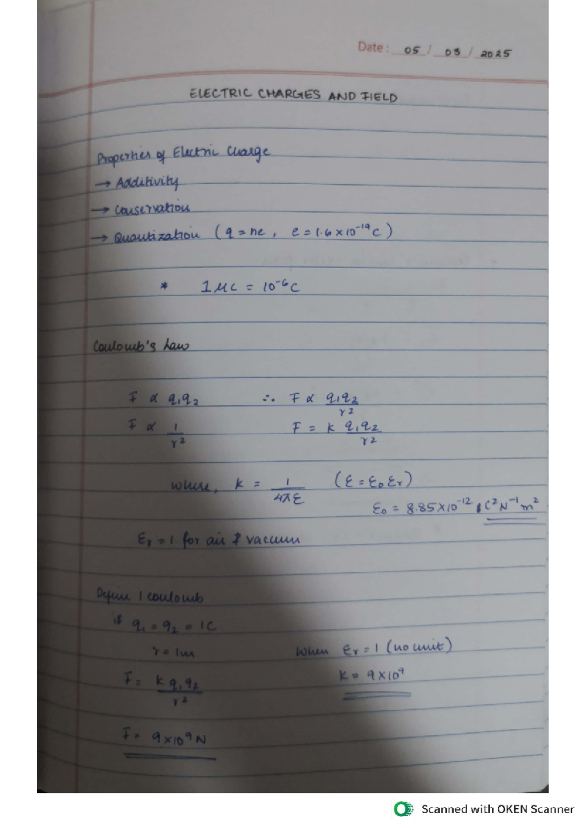 Electric Charge & Field Notes: Concepts and Calculations (PHYS 101 ...