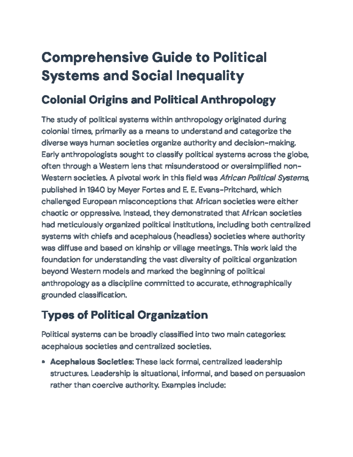 Comprehensive Overview of Political Systems & Social Inequality ...