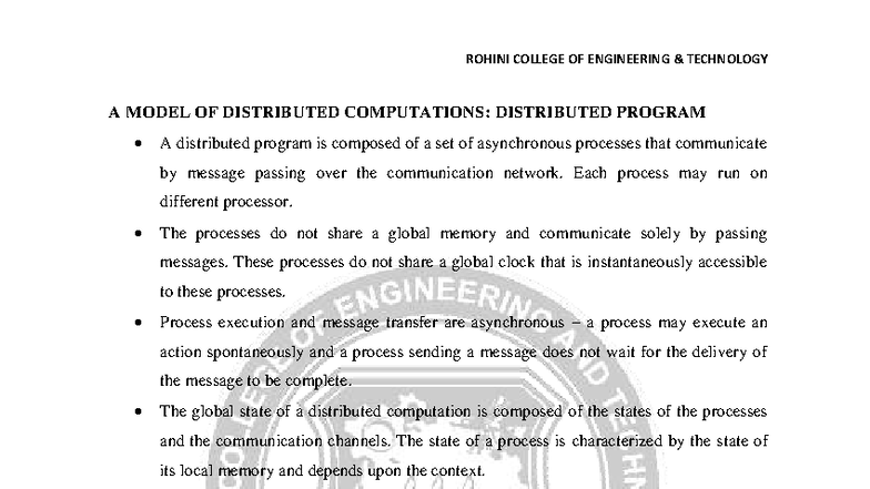 CS8603 Distributed Systems: Model of Distributed Computations Notes ...