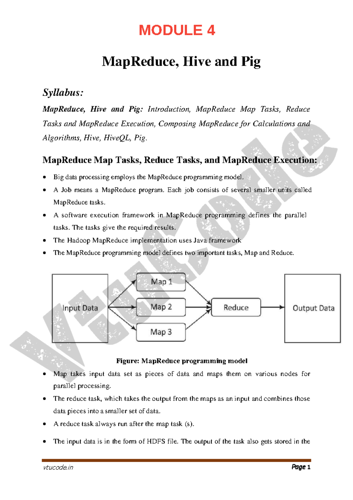 @21CS71 module 4 pdf - vdvxcvxvx - Page 1 Syllabus: MapReduce, Hive and ...