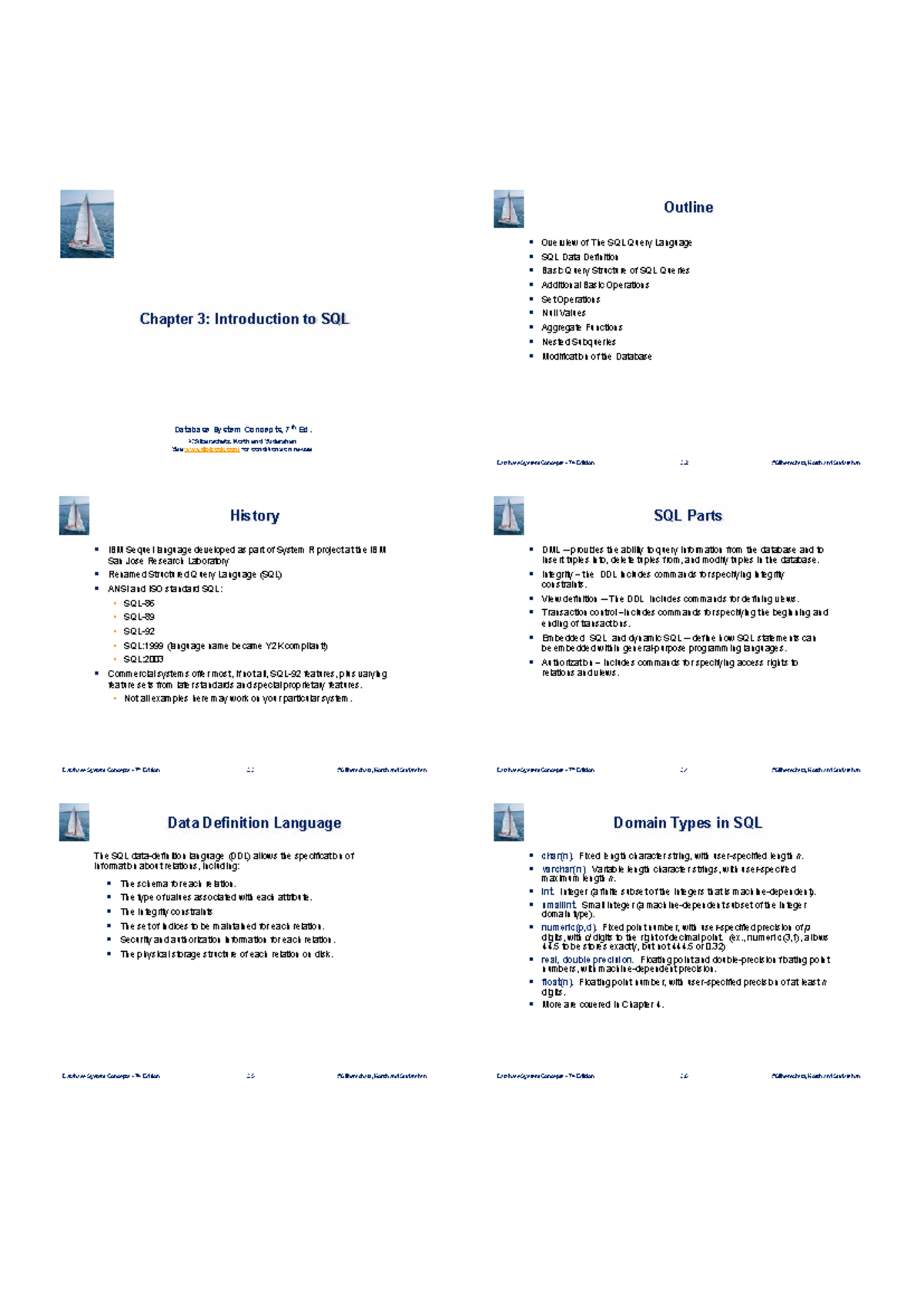 Korth and Sudarshan Database System Concepts 7th Ed. Chapter 3 Overview ...