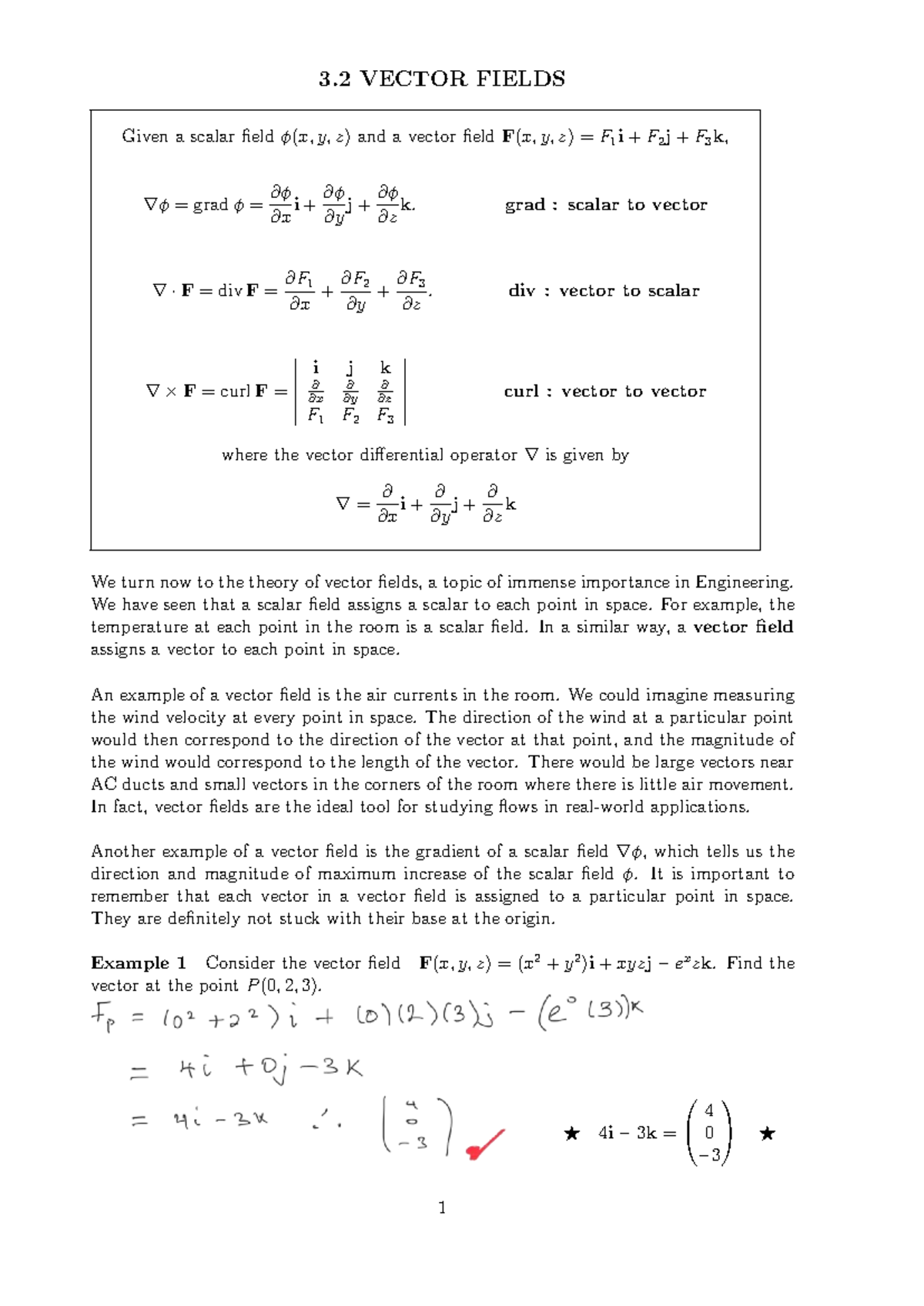 3.2 Vector Fields - Annotated Notes on Scalar and Vector Fields - Studocu