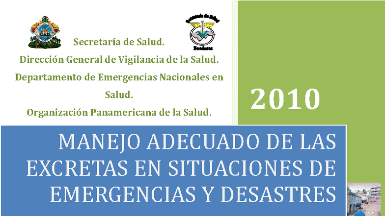 Guía Técnica sobre Manejo de Excretas en Emergencias y Desastres - Studocu