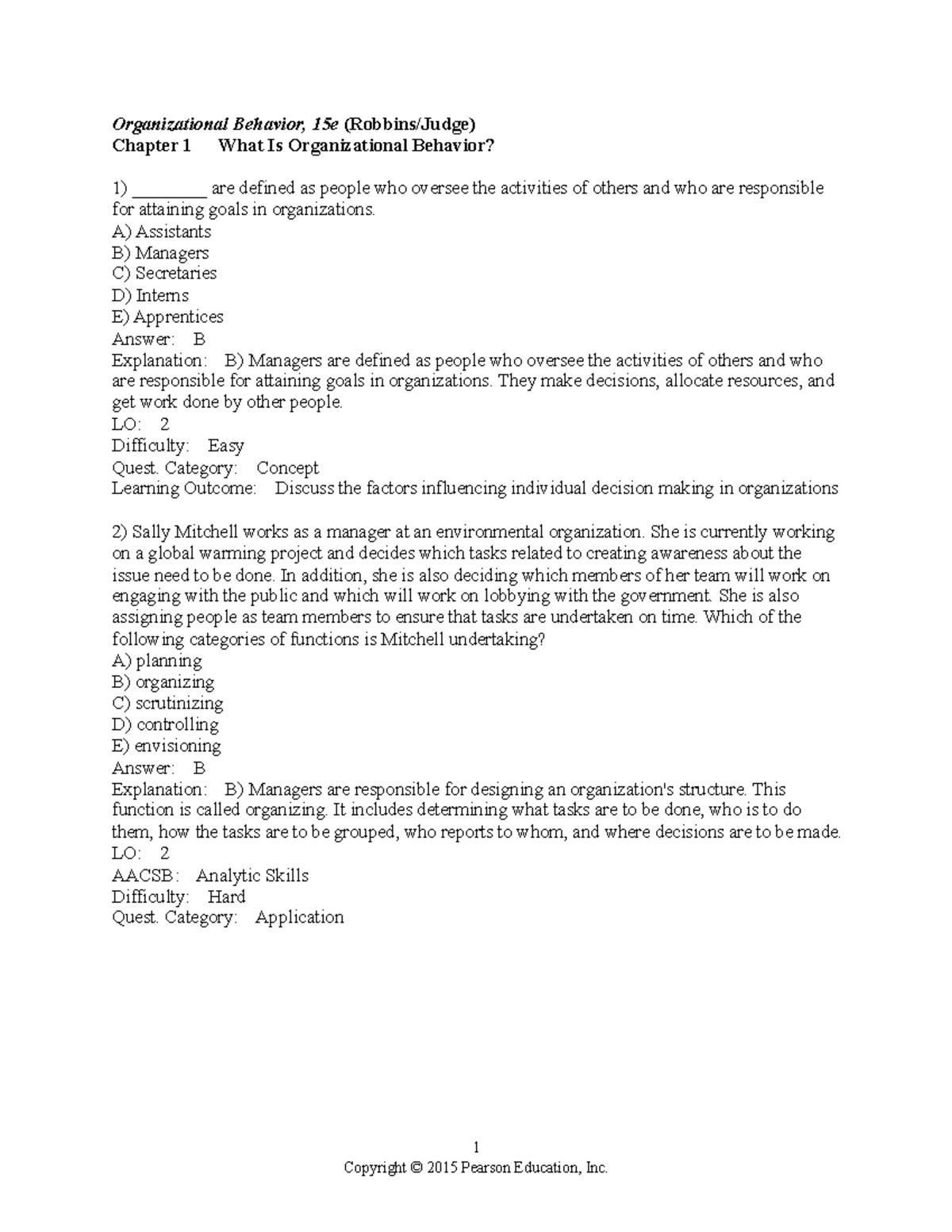 15E Chapter 1 - Understanding Organizational Behavior & Key Concepts ...