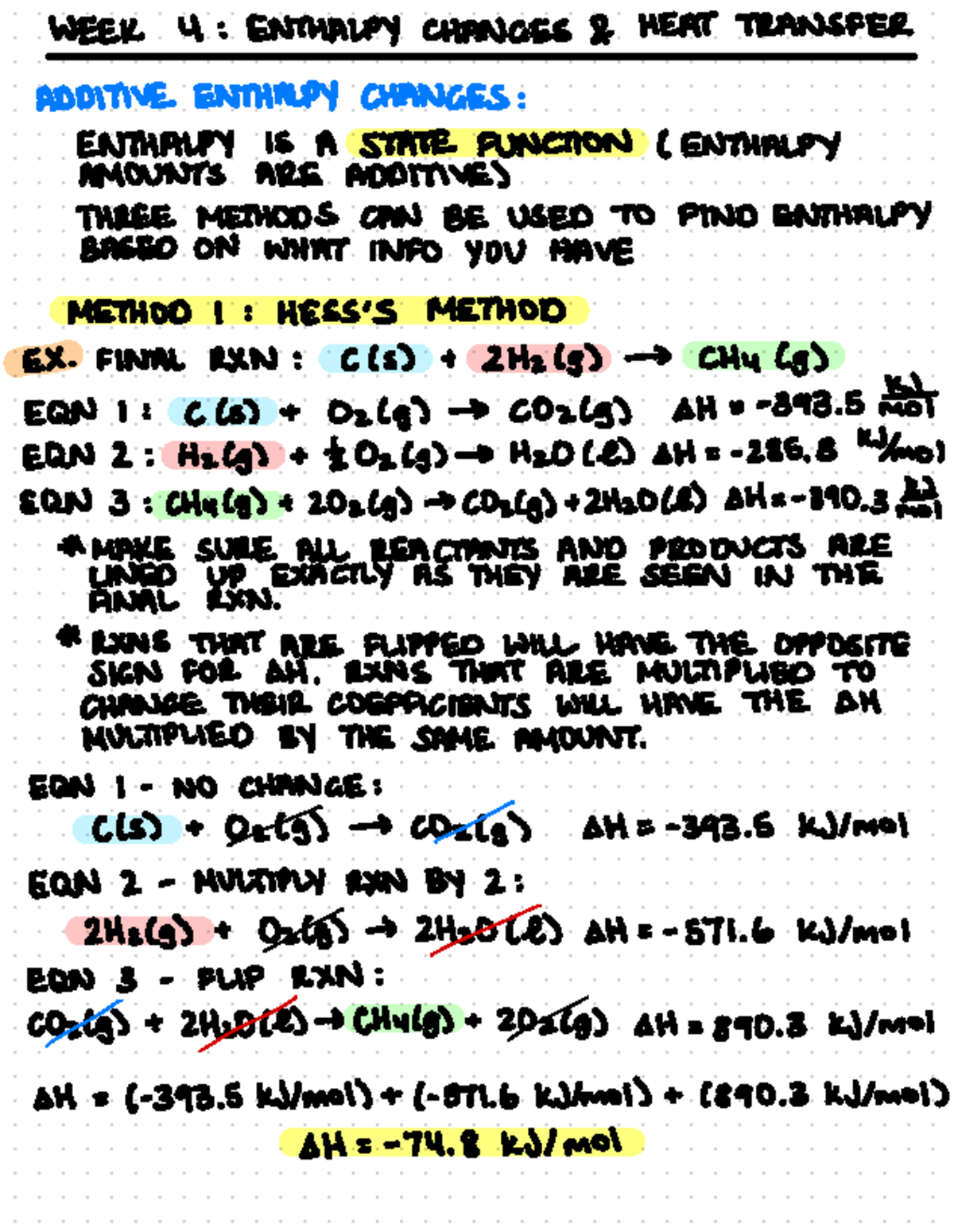 Week 4 Review: Enthalpy Changes & Heat Transfer 14B - Studocu
