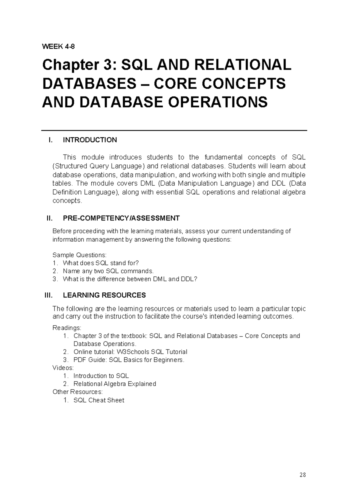 Chapter 3: CC105 - SQL & Relational Databases Core Concepts - Studocu
