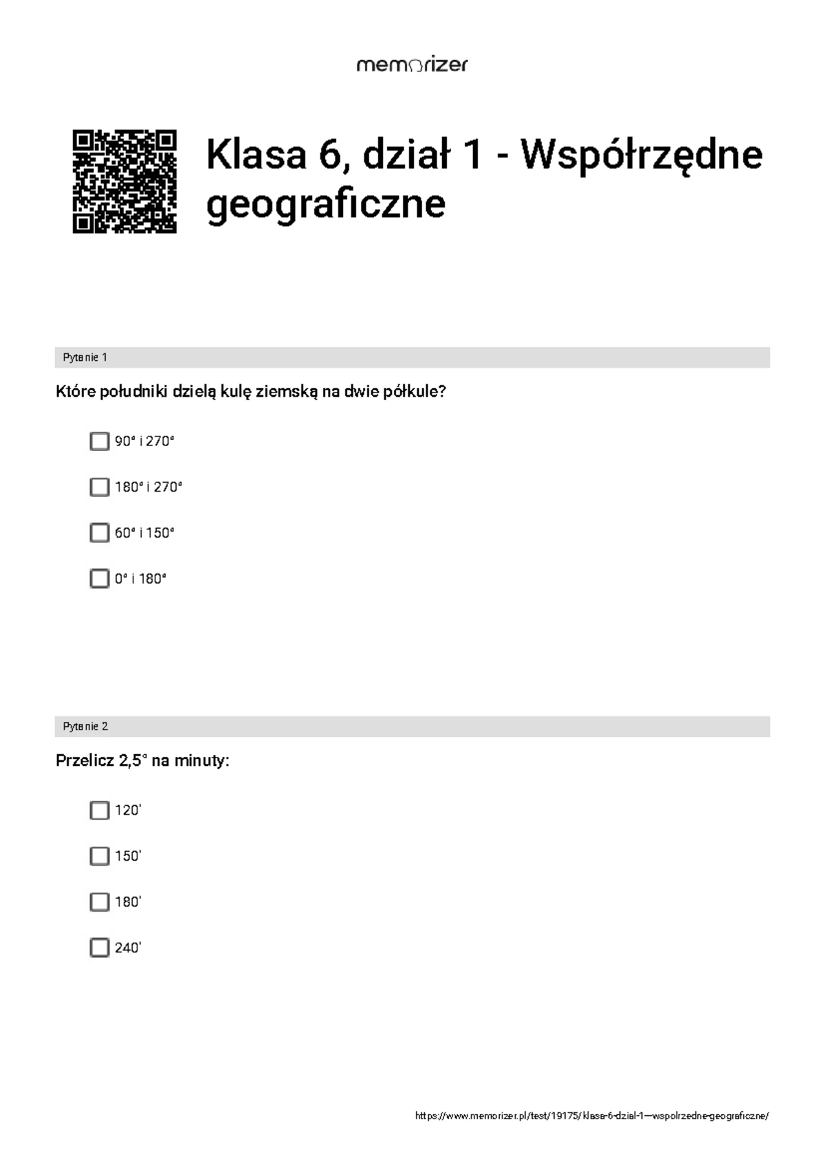 Planeta Nowa - Klasa 7 - Dział 1 - Test 1 - Grupa A - Geografia - Studocu