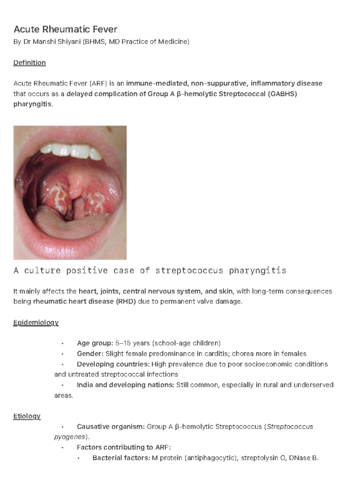 Acute Rheumatic Fever - Concise Notes (BHMS, MD Practice of Medicine ...