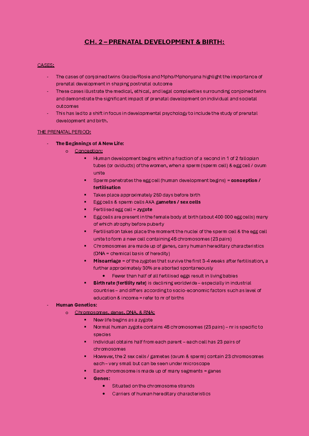 CH. 2 PRENATAL DEVELOPMENT & BIRTH: Cases of Conjoined Twins and Their ...