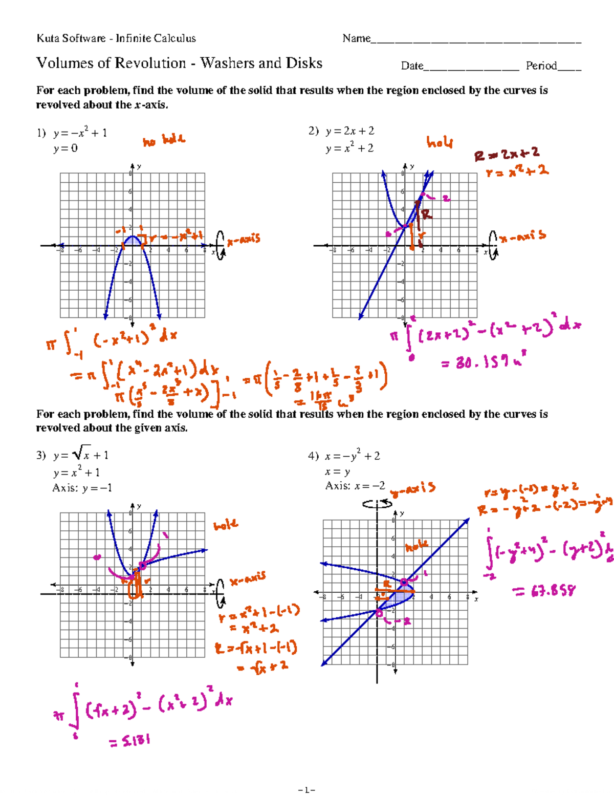 Calculus 07 - Volume of Solids Using Washers and Disks - Studocu