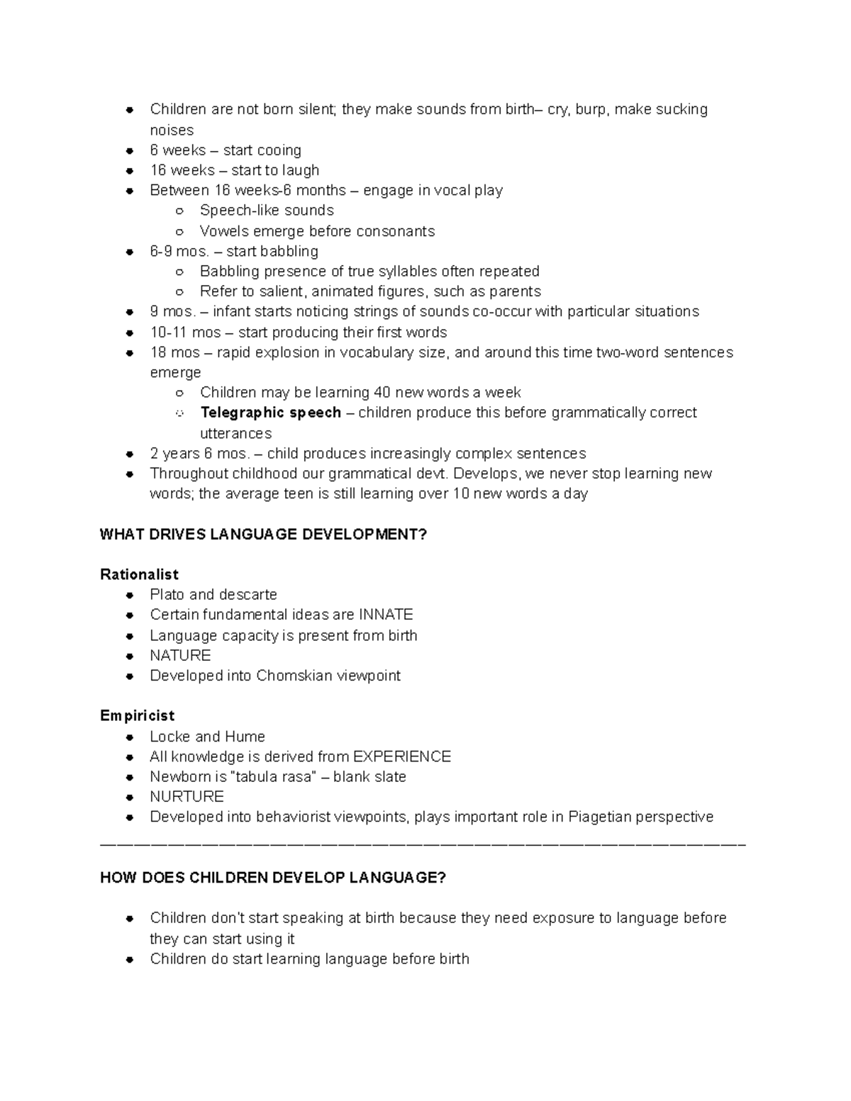 Language Development Overview: Stages and Influencing Factors - Studocu