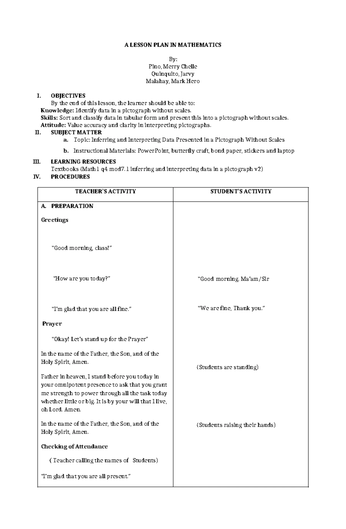 BEED 14 Lesson Plan: Cooperative & Differentiated Learning Activities ...
