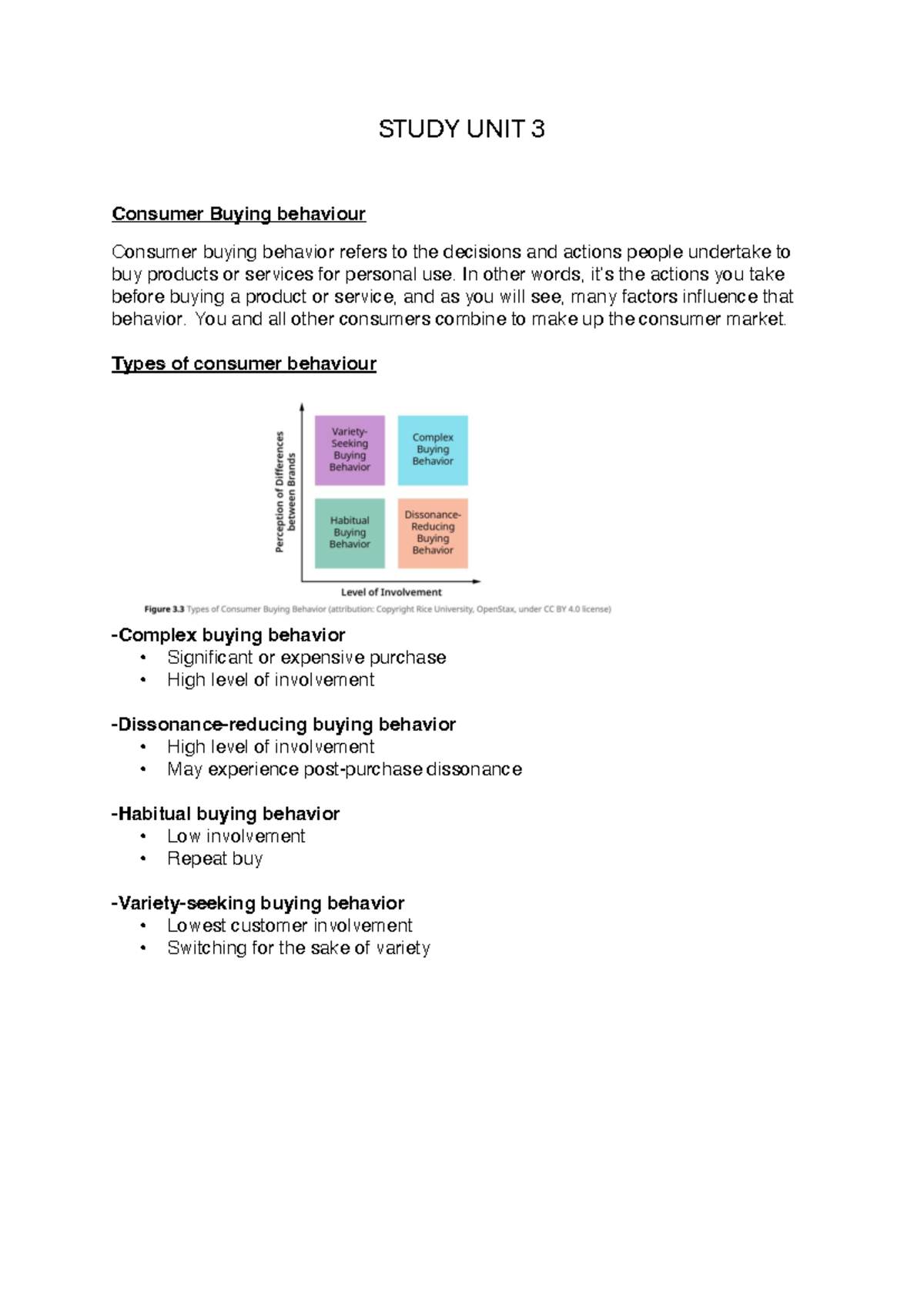 BMAR SU 3 - Summary of Consumer Buying Behavior Factors - Studocu