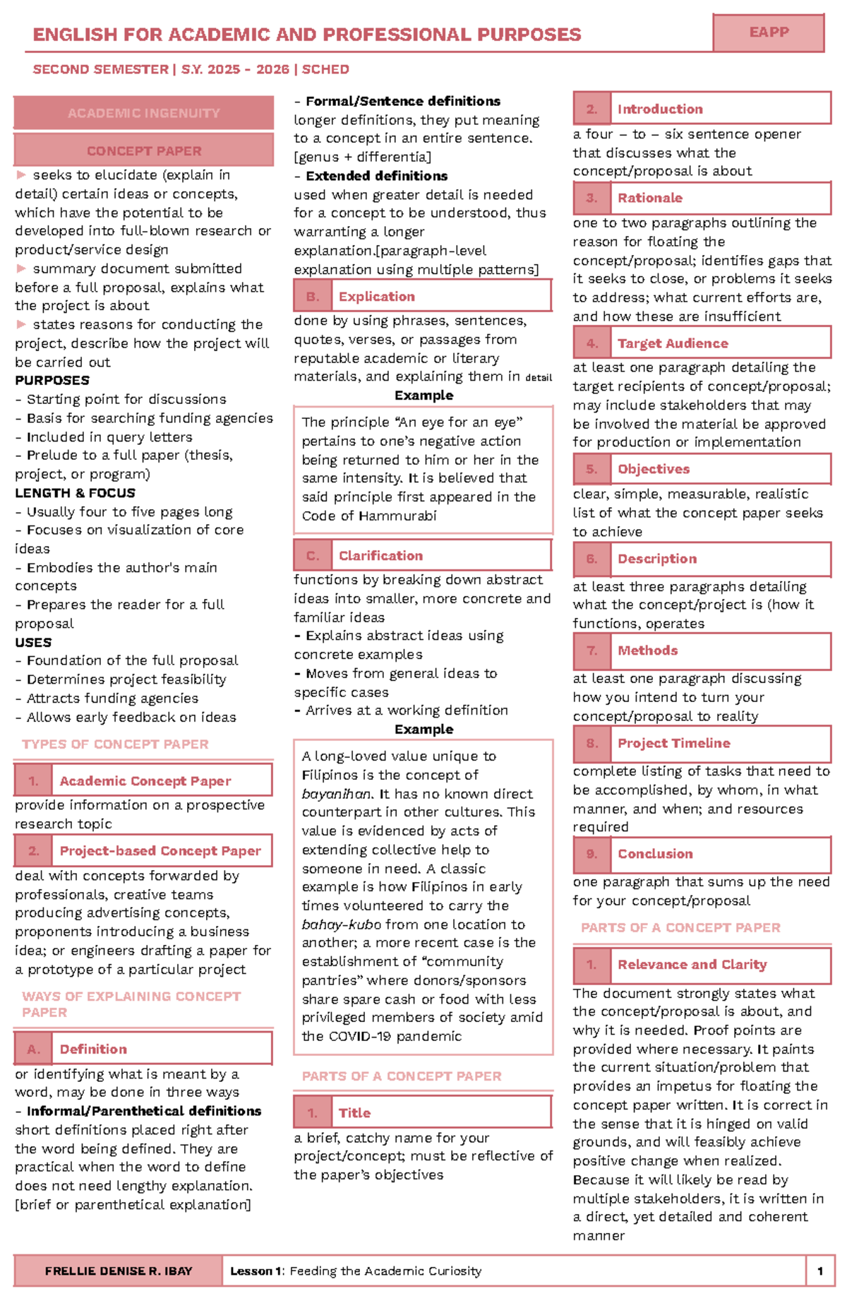 EAPP - Concept Paper Guidelines for Academic & Professional Use - Studocu