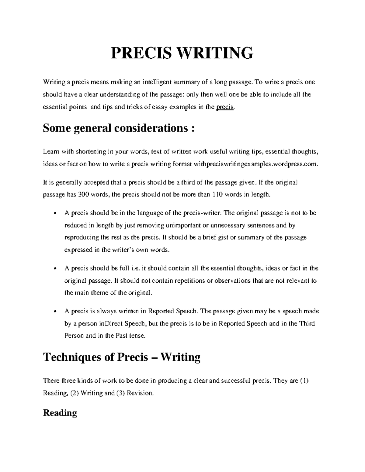 Essential Guidelines for Effective Precis Writing Techniques - Studocu