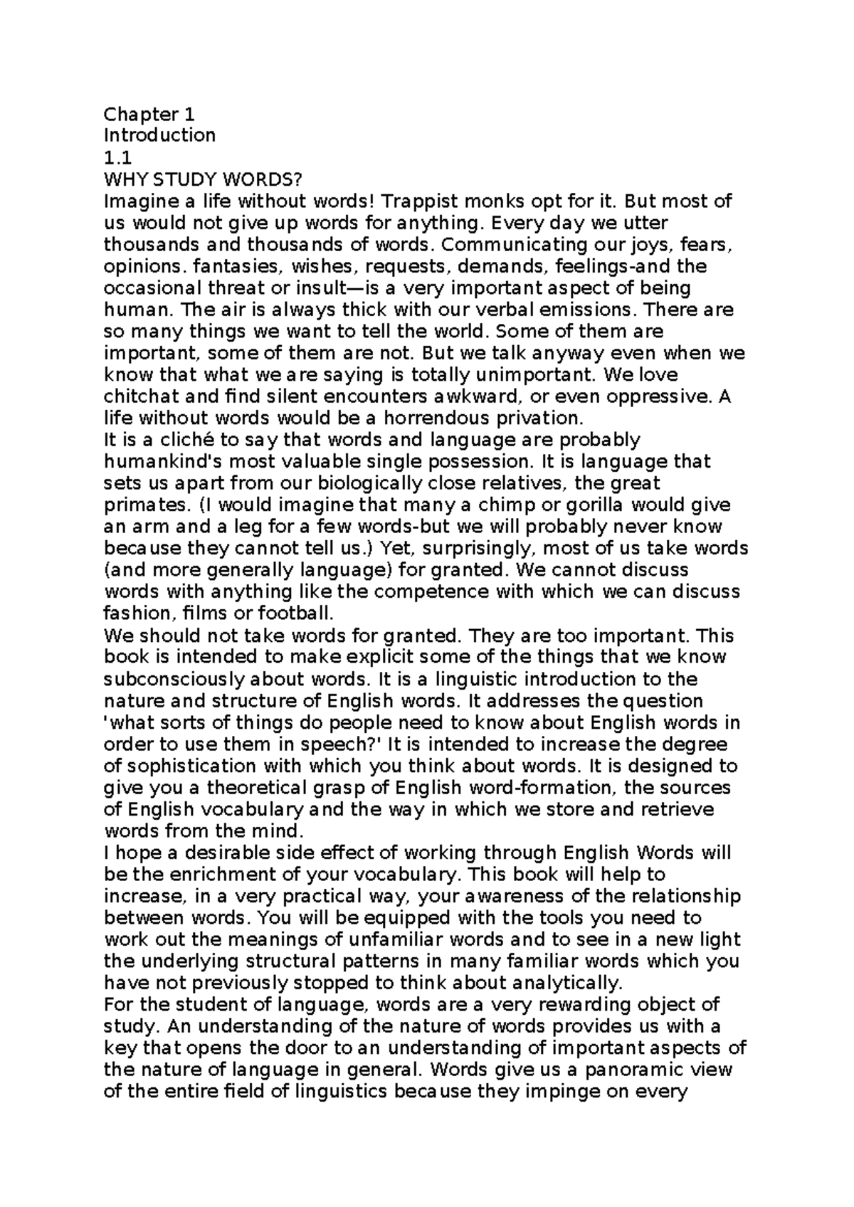 PDF draft - why study words - Chapter 1 Introduction 1. WHY STUDY WORDS ...