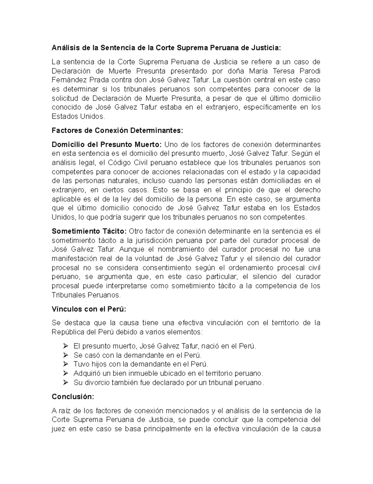 Análisis de la Sentencia de la Corte Suprema Peruana de Justicia - La ...