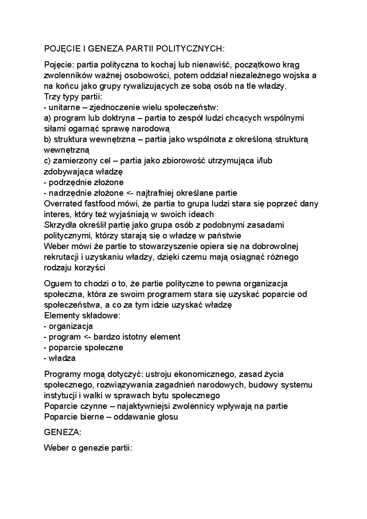 Teoria partii politycznych - POJĘCIE I GENEZA PARTII POLITYCZNYCH ...