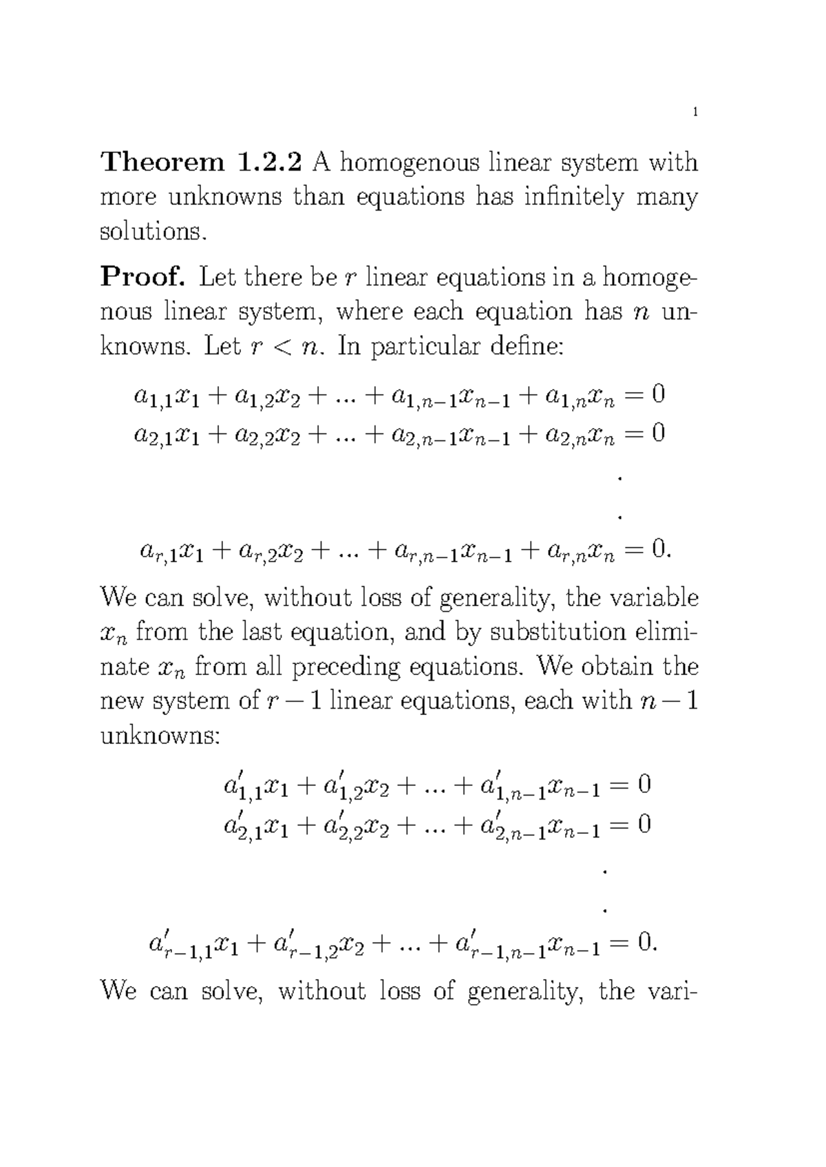 Chapter 1: Infinitely Many Solutions in Homogeneous Linear Systems ...