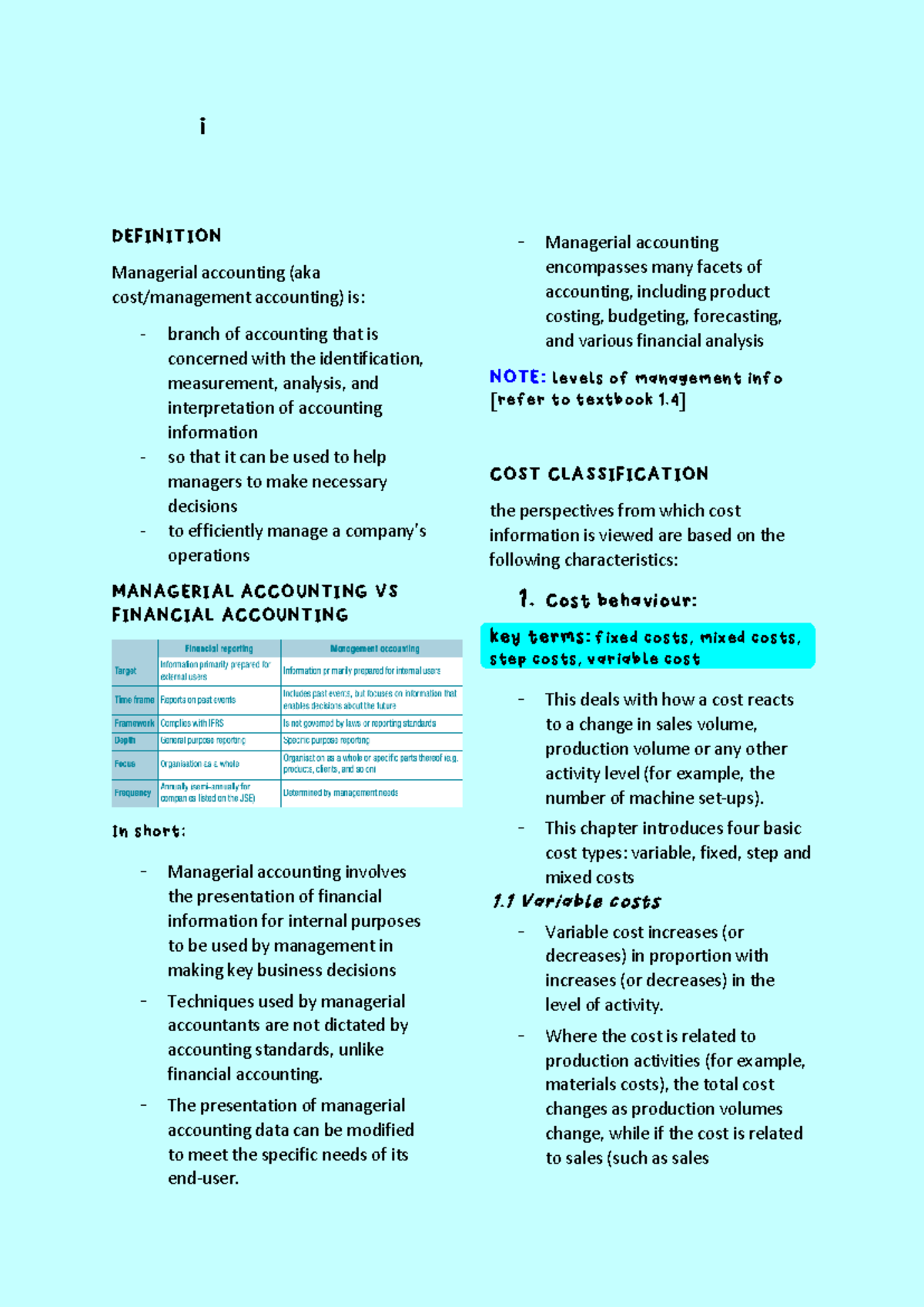 Management Accounting Overview: Key Concepts and Cost Classifications ...