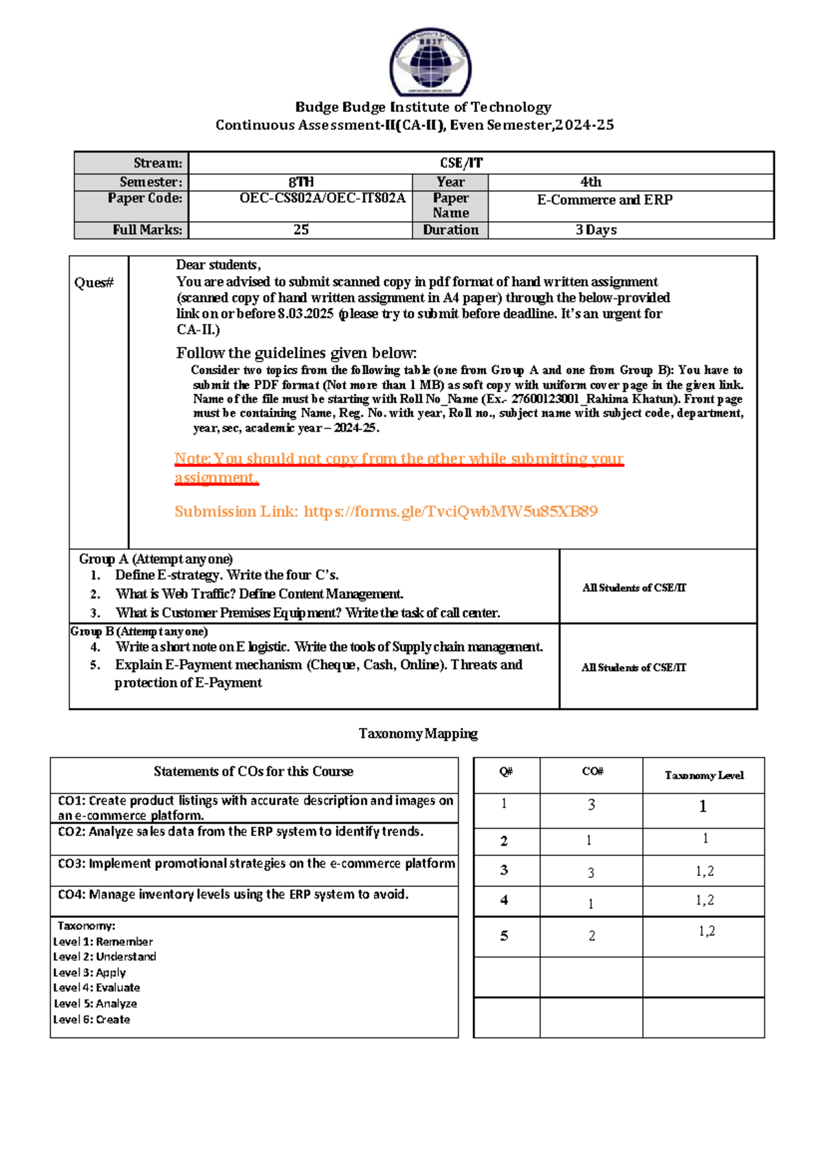 ERP - Ecommerce and ERP Notes for 8TH Semester Assignment - Studocu