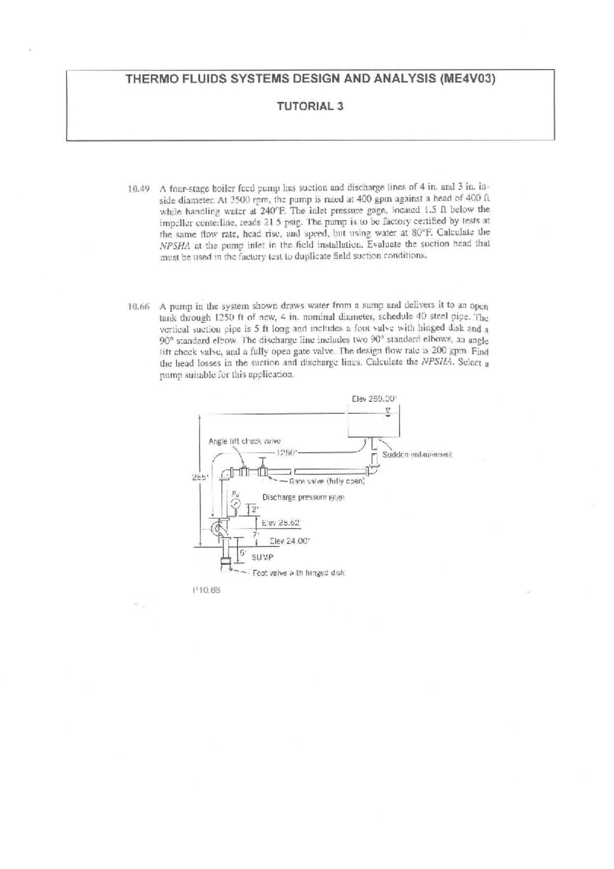 THERMO FLUIDS SYSTEMS DESIGN AND ANALYSIS (ME4V03) TUTORIAL 3 - Studocu
