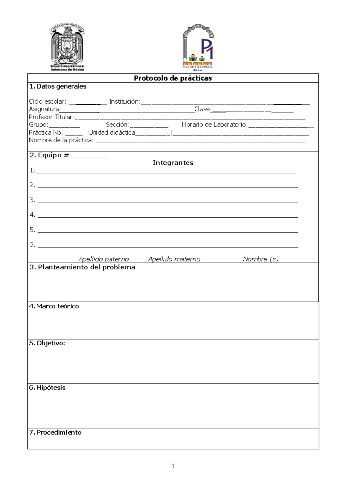 [Template] [Template] protocolo UNAM 2020 - 1 Protocolo de prácticas ...