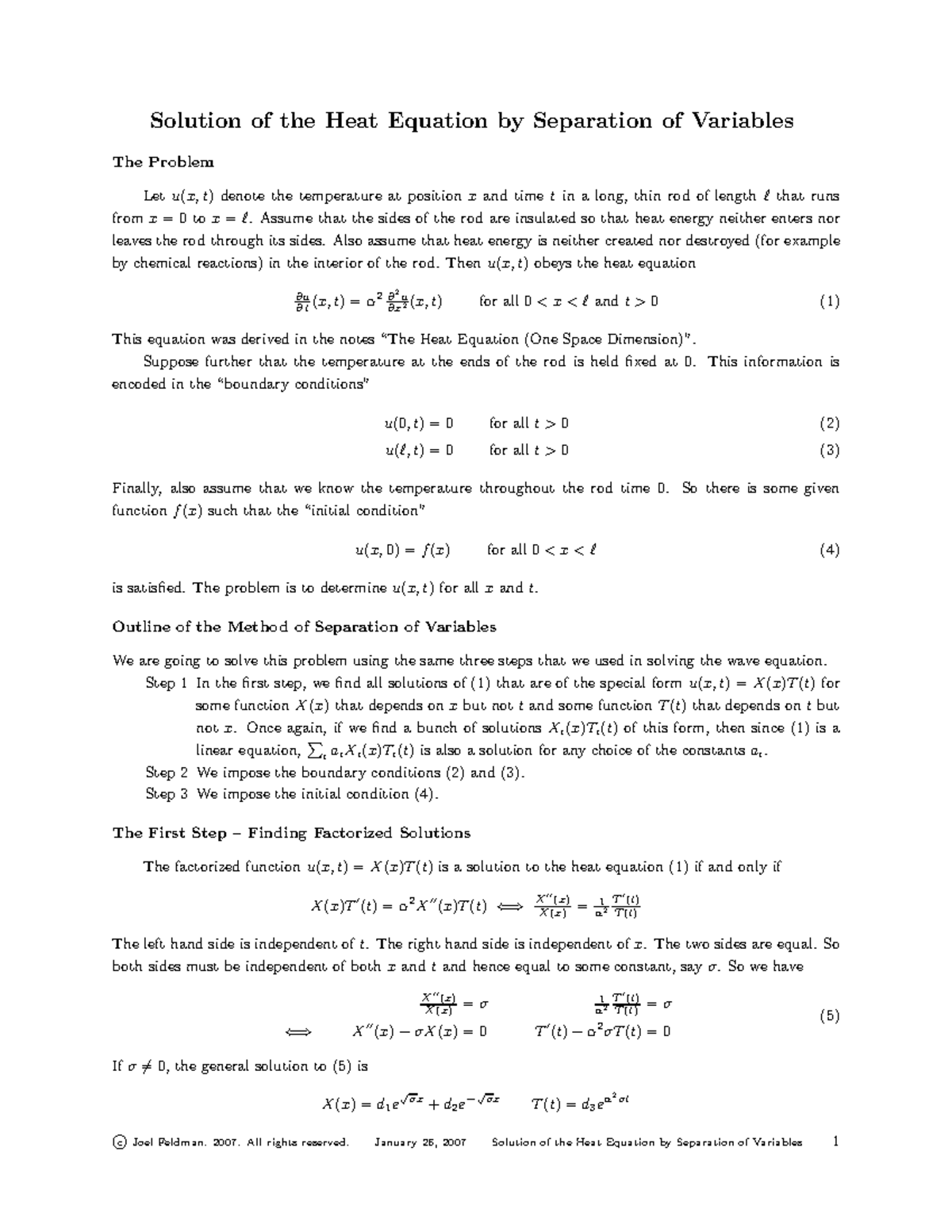 Final Exam Notes on Heat Equation Solution - MATH 202 - Studocu