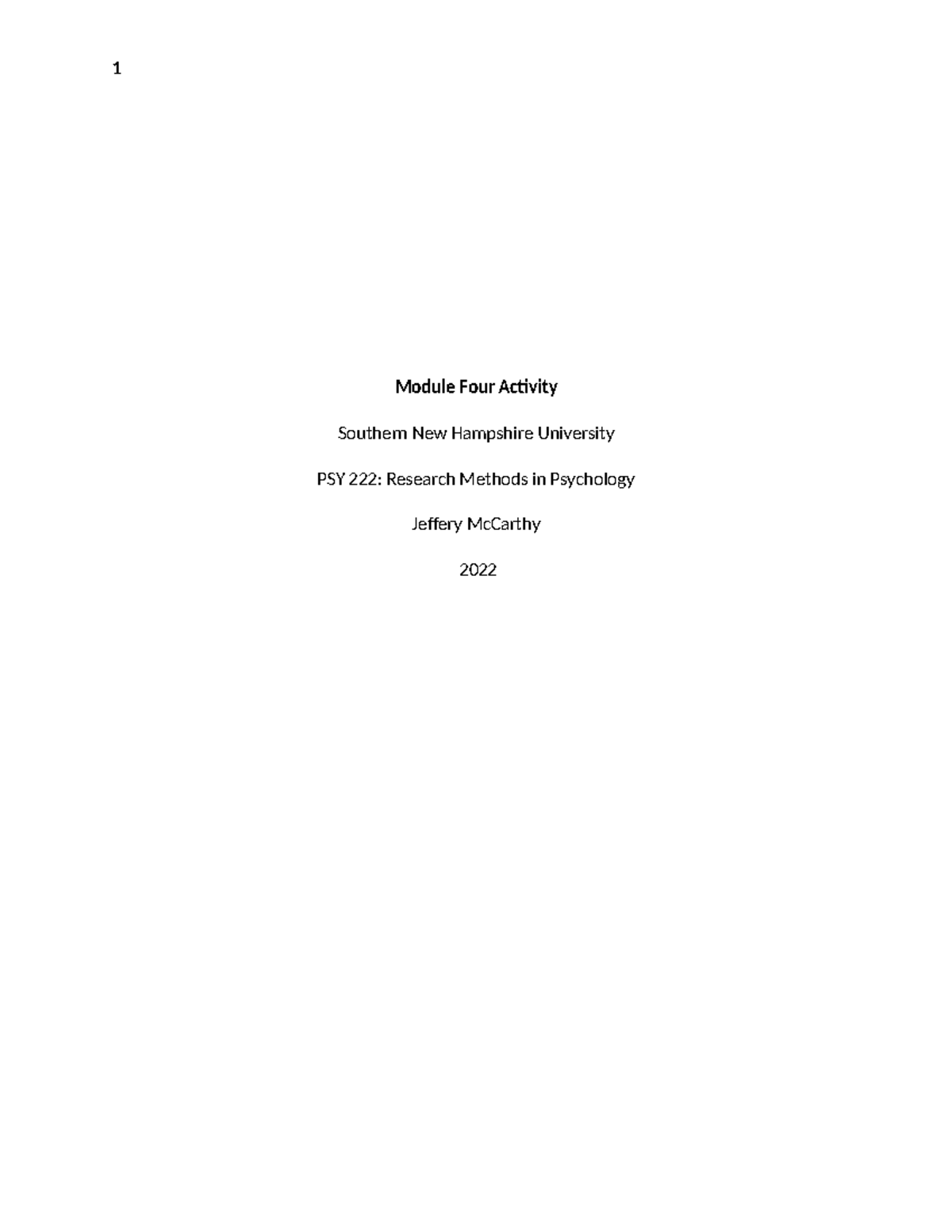 PSY222 Module Four Activity 1 - Module Four Activity Southern New ...