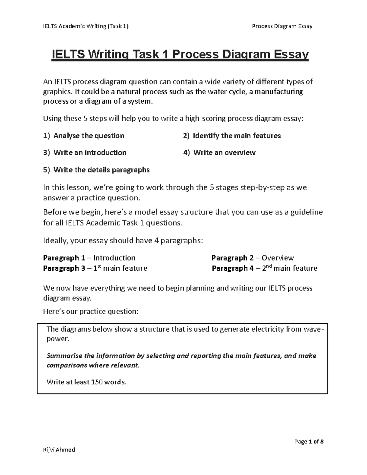 IELTS Writing Task 1 Process Diagram Essay Guide - Studocu