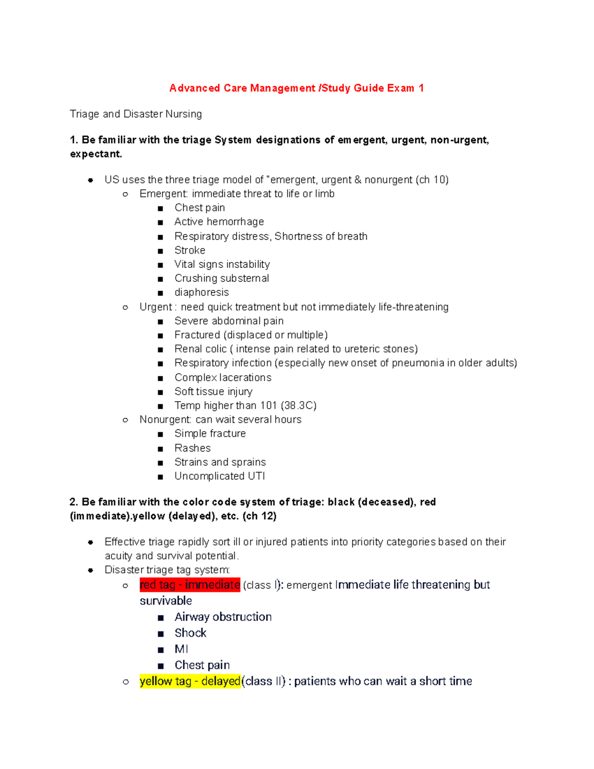 Exam 1 Study Guide CM4 - Advanced Care Management /Study Guide Exam 1 ...