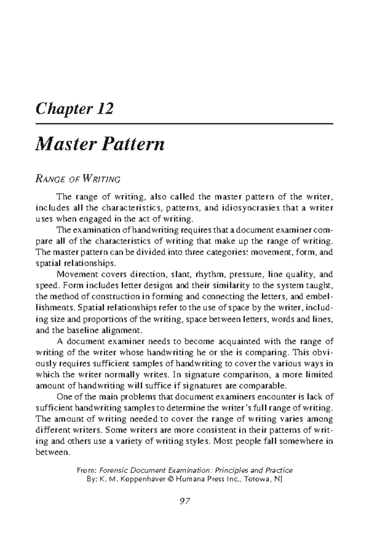 Forensic Document Examination: Chapter 12 - Master Pattern of ...