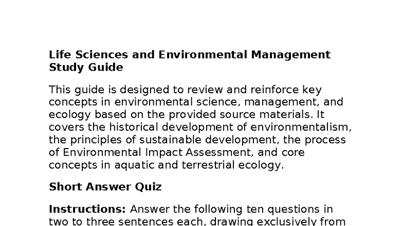 Study guide - lecture notes for CLS lectures - Life Sciences and ...