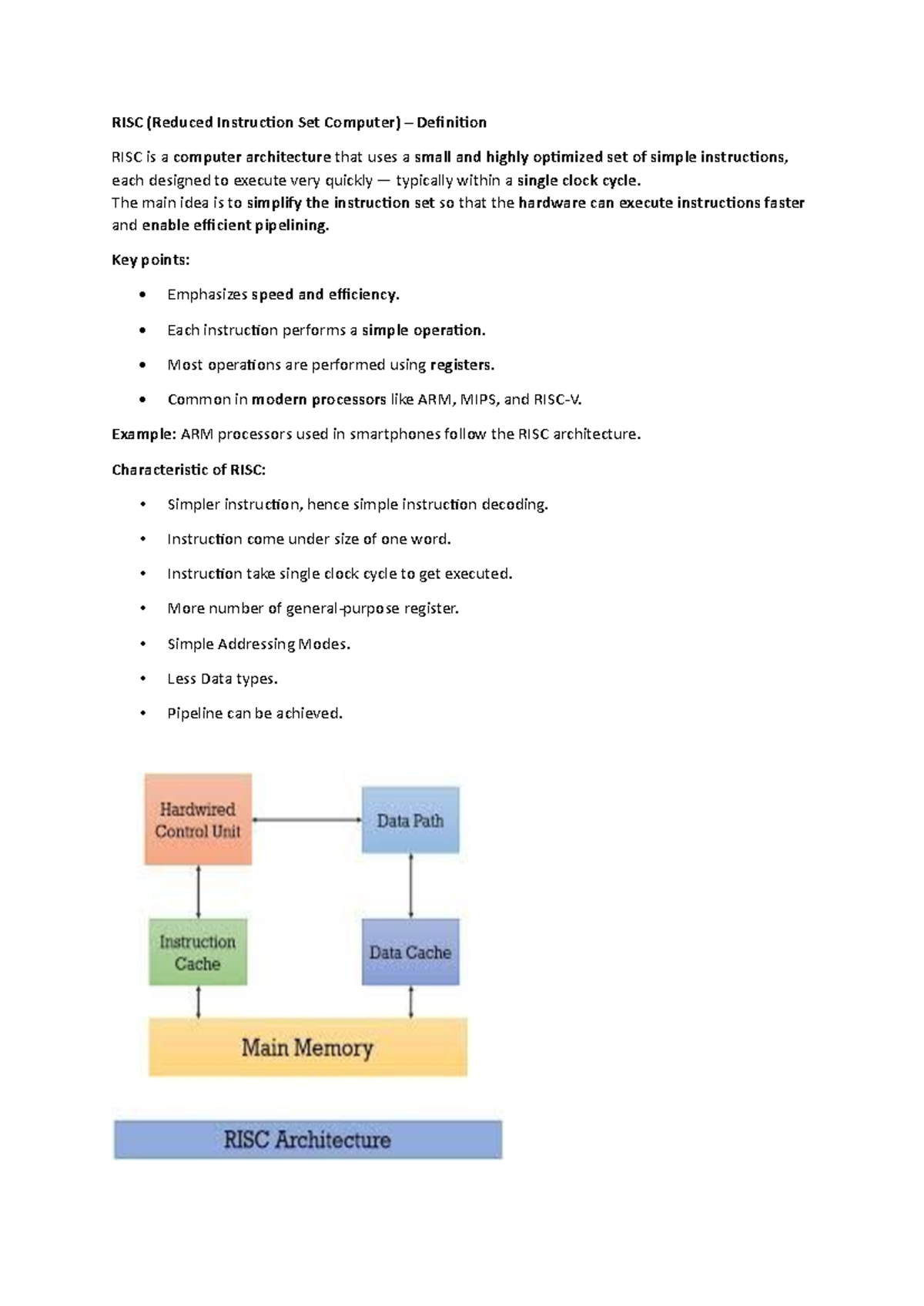 RISC & CISC Computer Architecture Overview - Studocu