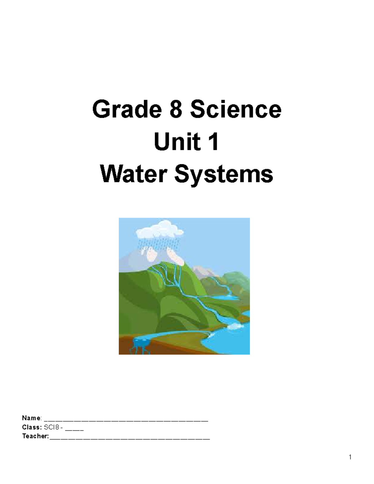 Water Systems Unit Overview and Activities - SCI8 - Studocu