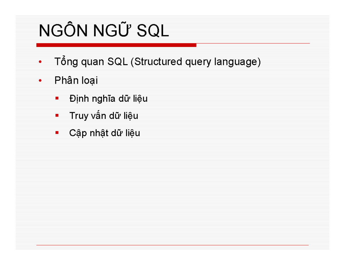 Chương 5: Cơ Sở Dữ Liệu Trong Ngôn Ngữ SQL - Studocu