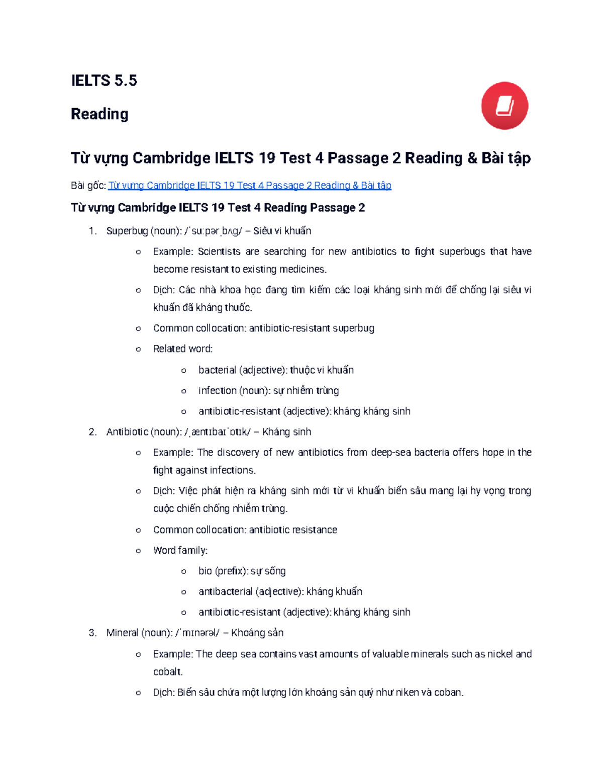 IELTS 5.5 Reading Vocabulary: Cambridge IELTS 19 Test 4 Passage 2 - Studocu