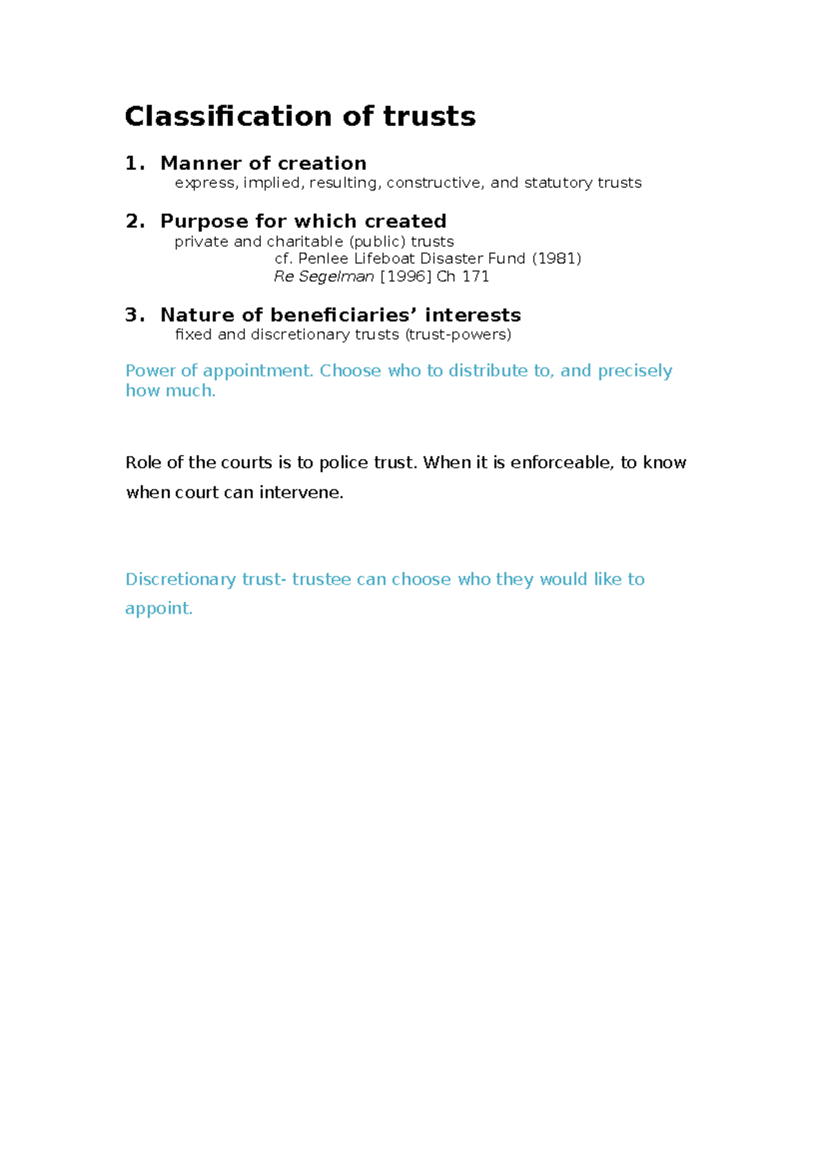 Trusts in Equity: Classification, Creation, and Key Cases Analysis (LAW ...