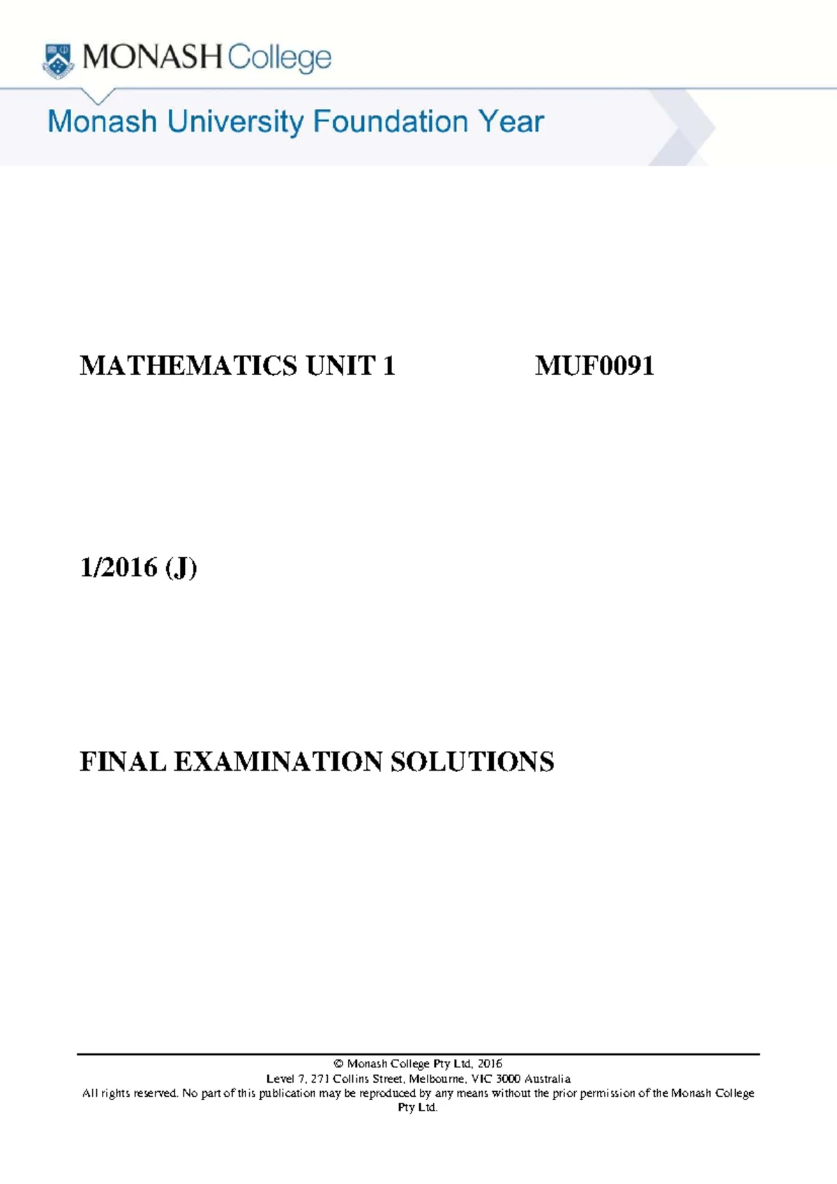2 2014 MUF0091 Mathematics - Questions - MATHEMATICS UNIT 1 MUF FINAL ...