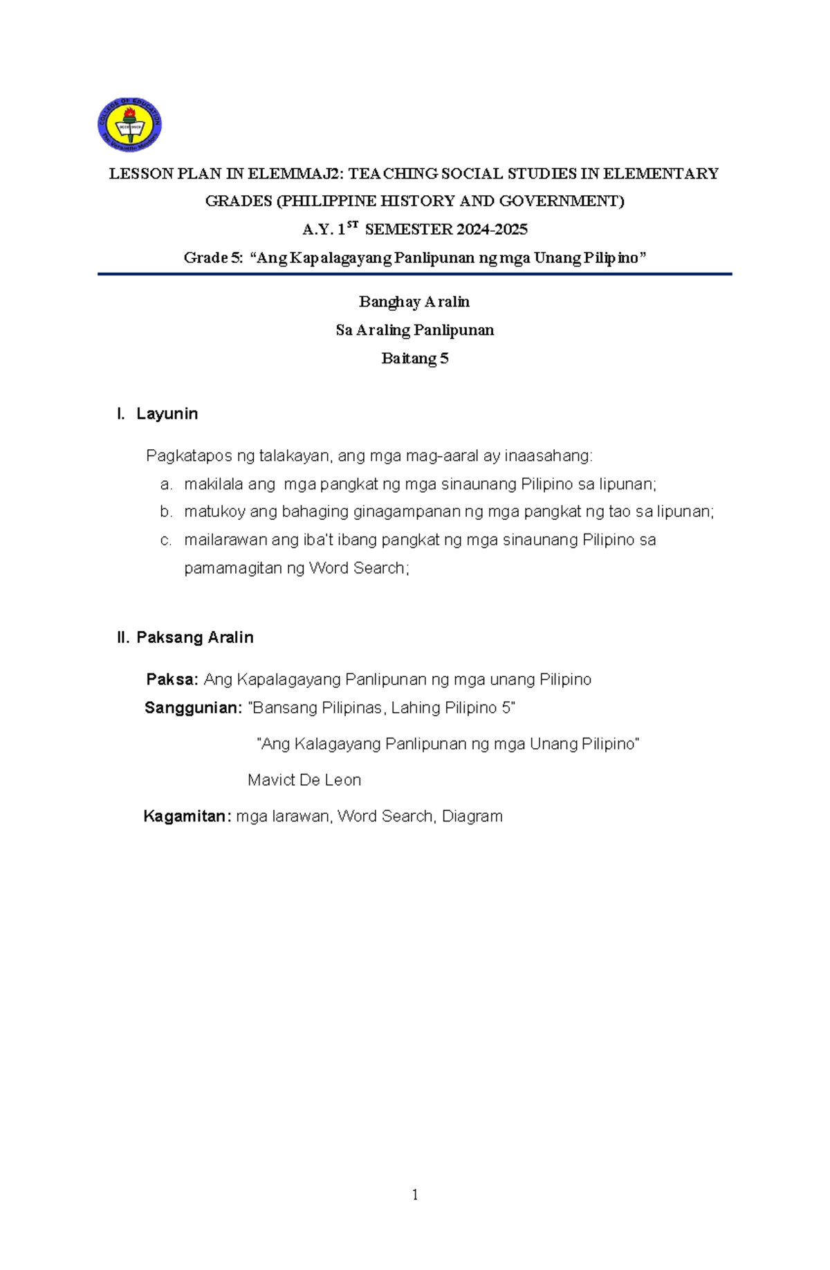 LP in AP - Notes - LESSON PLAN IN ELEMMAJ2: TEACHING SOCIAL STUDIES IN ...